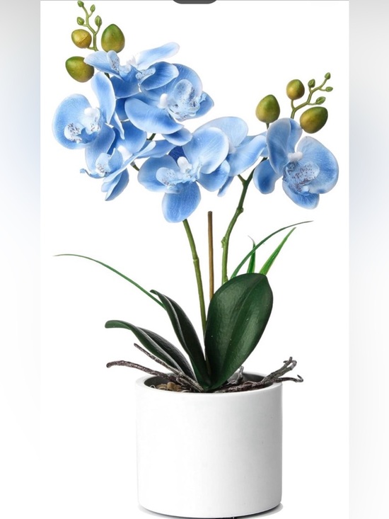 Other - 💙✨ NWT Ceramic Vase Artificial Orchid Bonsai – 14.5” Blue Phalaenopsis Décor 💙🏡